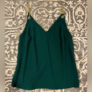 Green Express Tank Top W/ Gold Straps